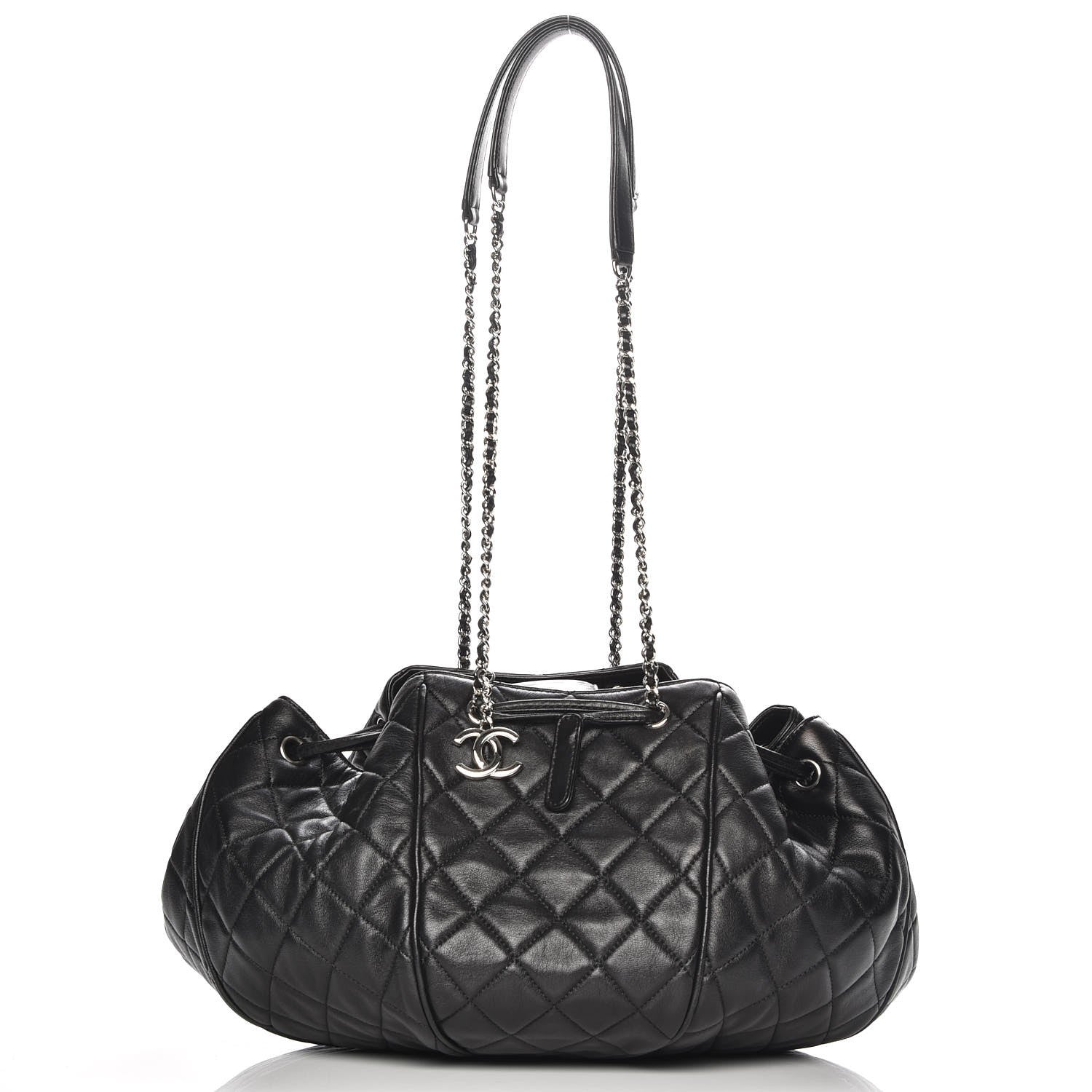 Chanel Calfskin Quilted Drawstring Sac Cordon Bag Black 8 of 8