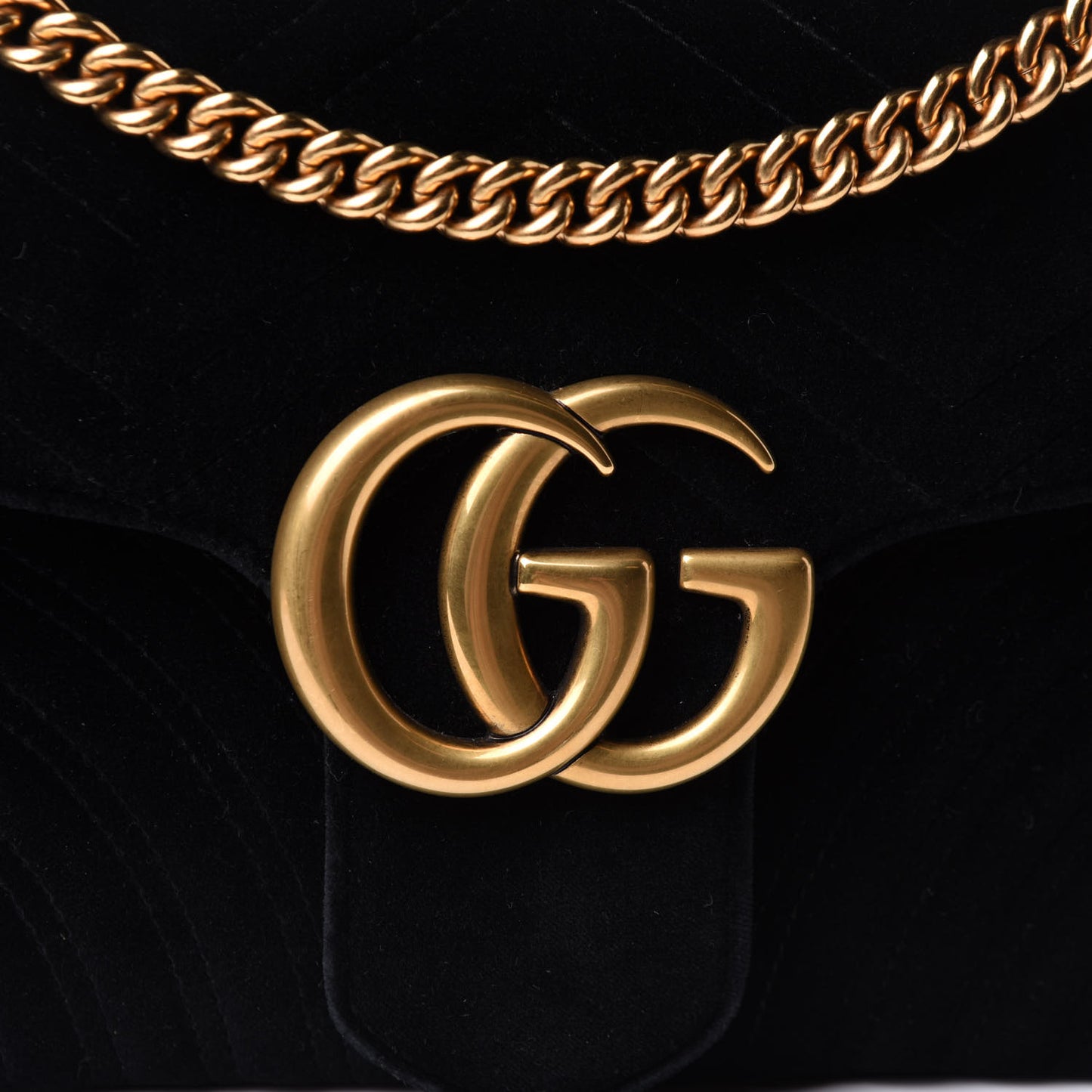 Velvet Matelasse Medium GG Marmont Shoulder Bag Black