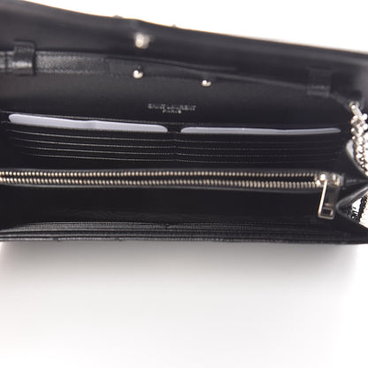 Saint Laurent Grain De Poudre Matelasse Chevron Monogram Chain Wallet Black 5 of 10