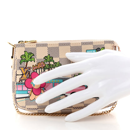 Louis Vuitton Damier Azur 2021 Christmas Animation Hollywood Mini Pochette Accessories Fuchsia 2 of 8