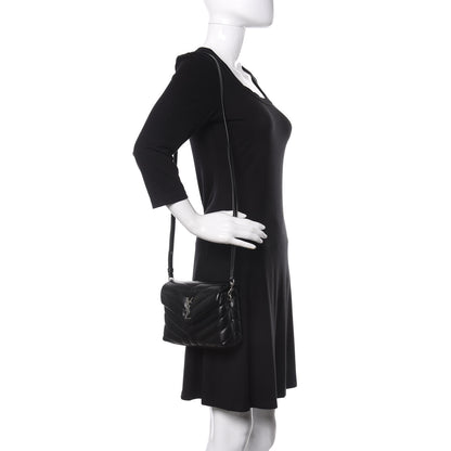 Saint Laurent Calfskin Y Quilted Monogram Toy Loulou Crossbody Bag Black 2 of 9