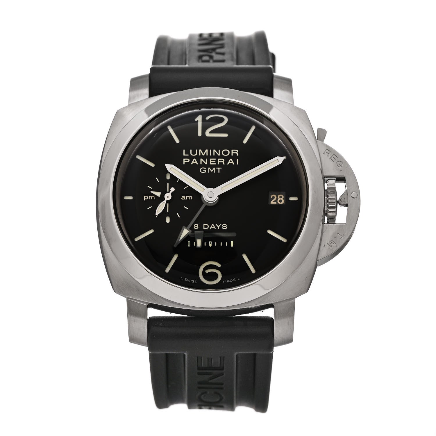 Panerai Stainless Steel Rubber 44mm Luminor 1950 GMT Manual Winding Watch Black PAM00233 1 of 5