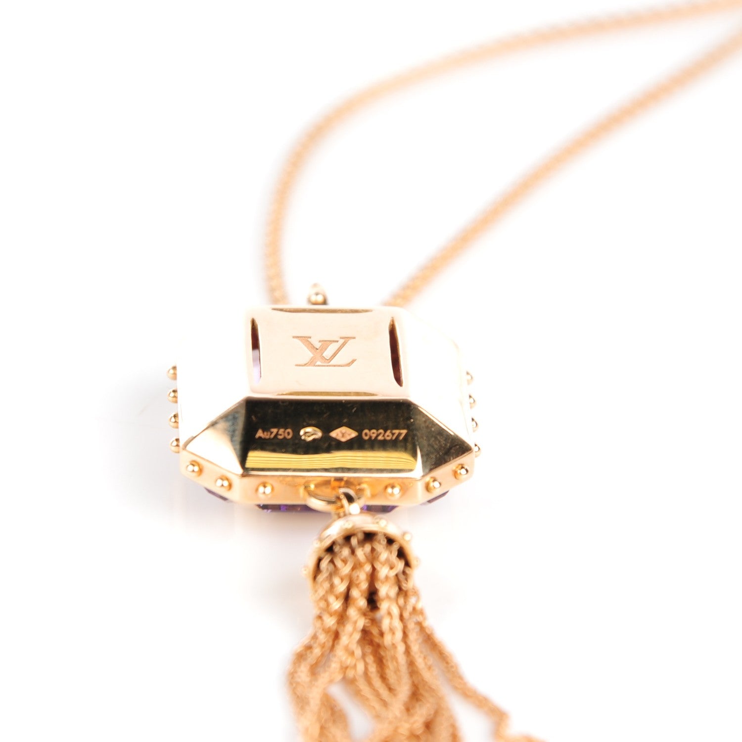 Louis Vuitton 18K Pink Gold Amethyst Emprise Pendant Necklace 4 of 6
