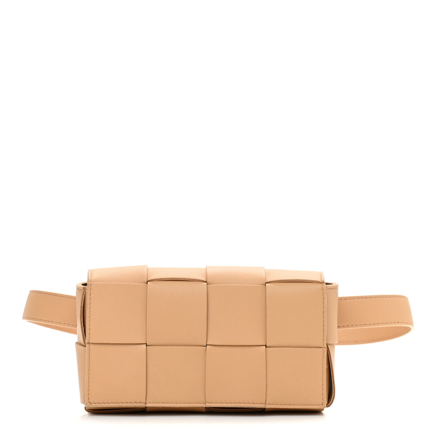 Lambskin Intreccio Cassette Belt Belt Bag Almond