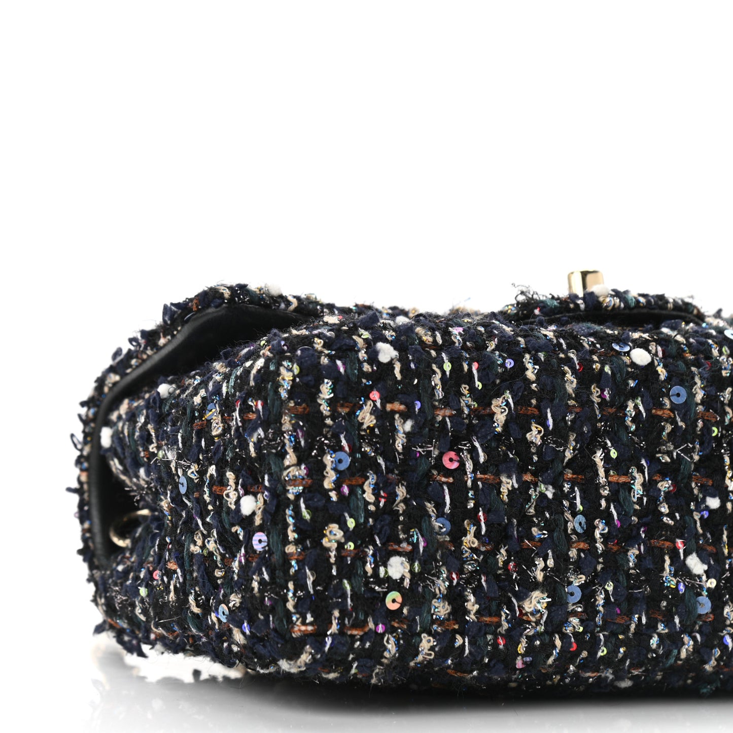 Glittered Tweed Quilted Mini Rectangular Flap Navy Blue Mulitcolor