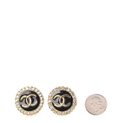 Chanel Crystal Enamel CC Clip On Earrings Gold 2 of 5
