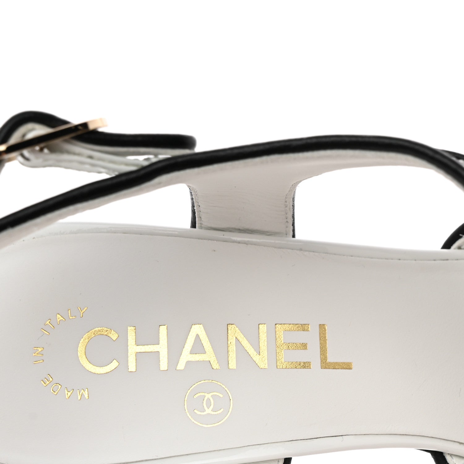 Chanel Patent Calfskin Lambskin Slingback Pumps 38.5 White Black 8 of 10