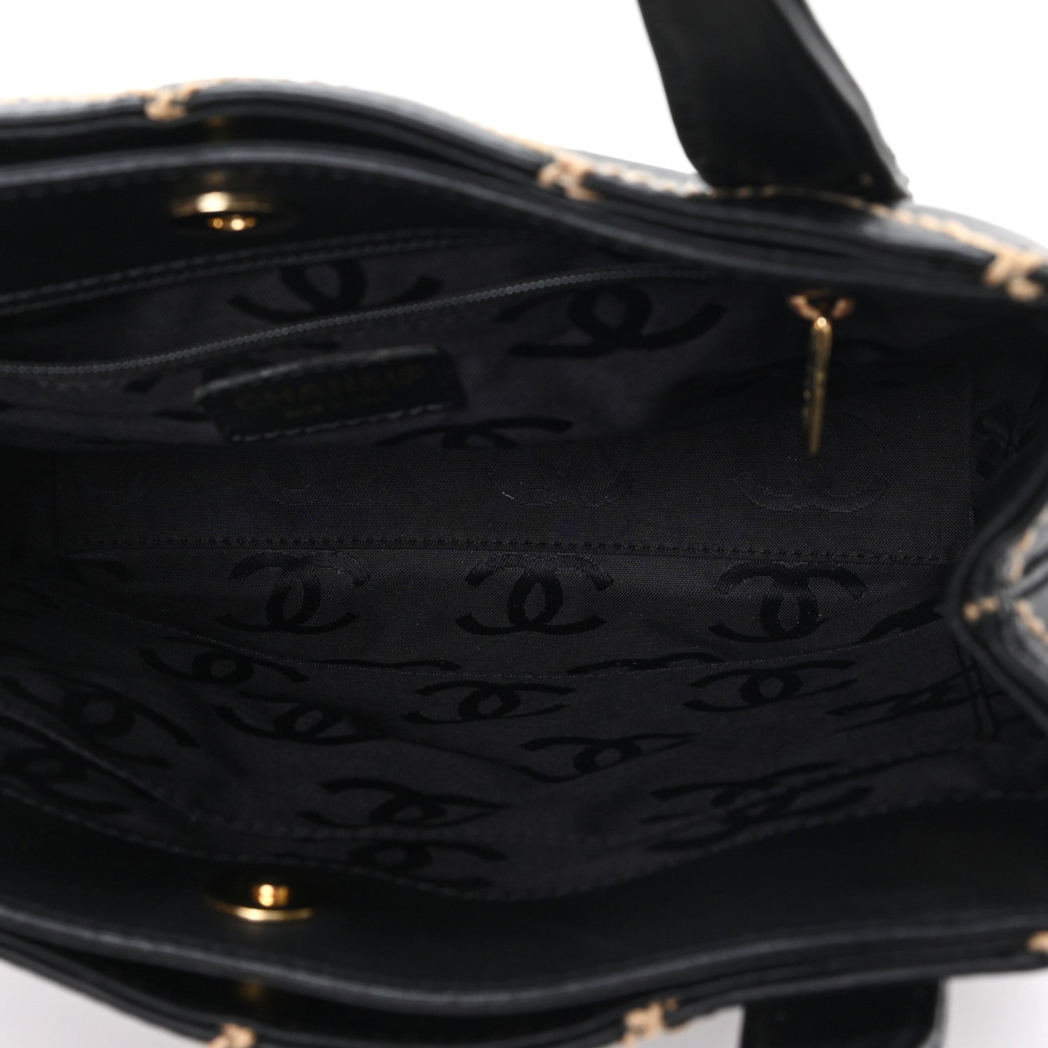 Chanel Calfskin Wild Stitch Tote Black 4 of 9