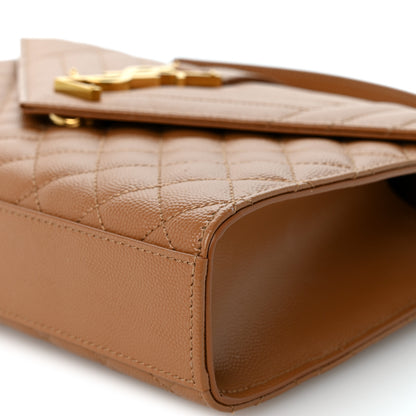 Saint Laurent Grain De Poudre Textured Mixed Matelasse Medium Triquilt Monogram Satchel Dark Natural 9 of 10