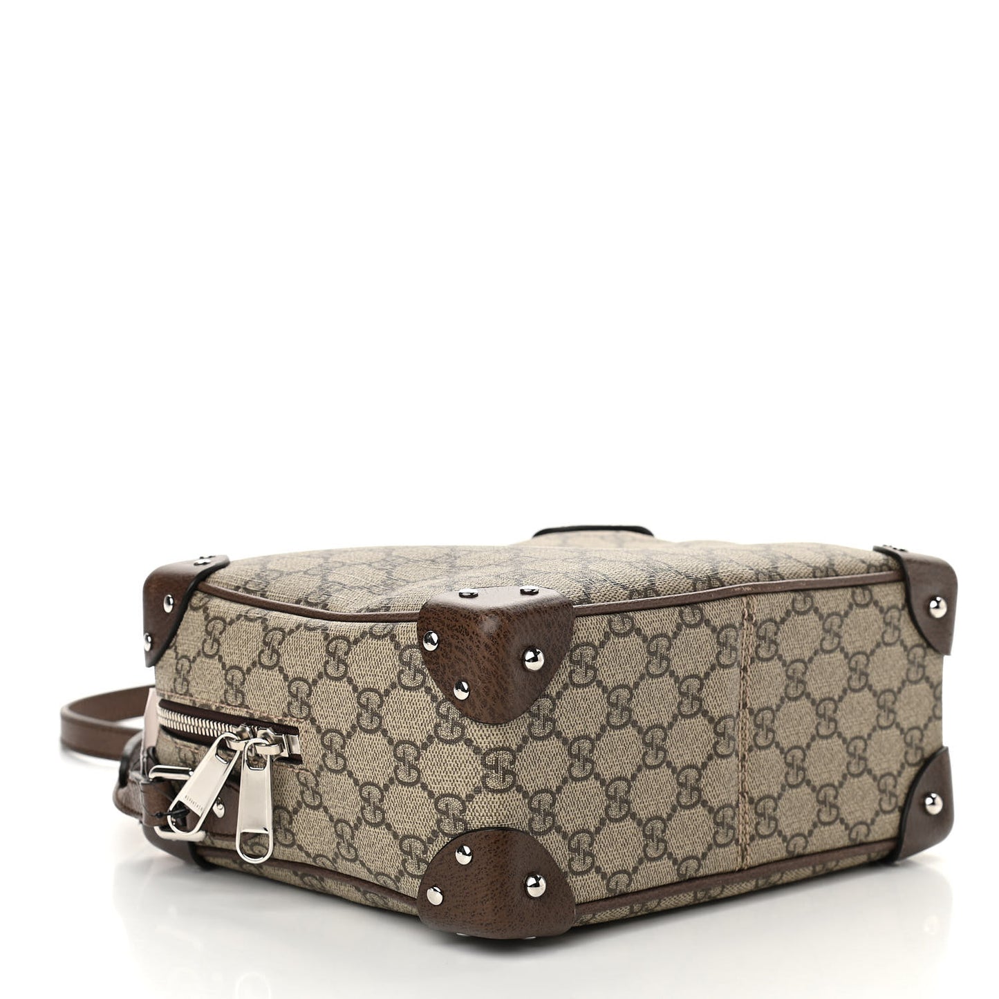 GG Supreme Monogram Textured Calfskin Square Messenger Bag Beige Ebony New Acero