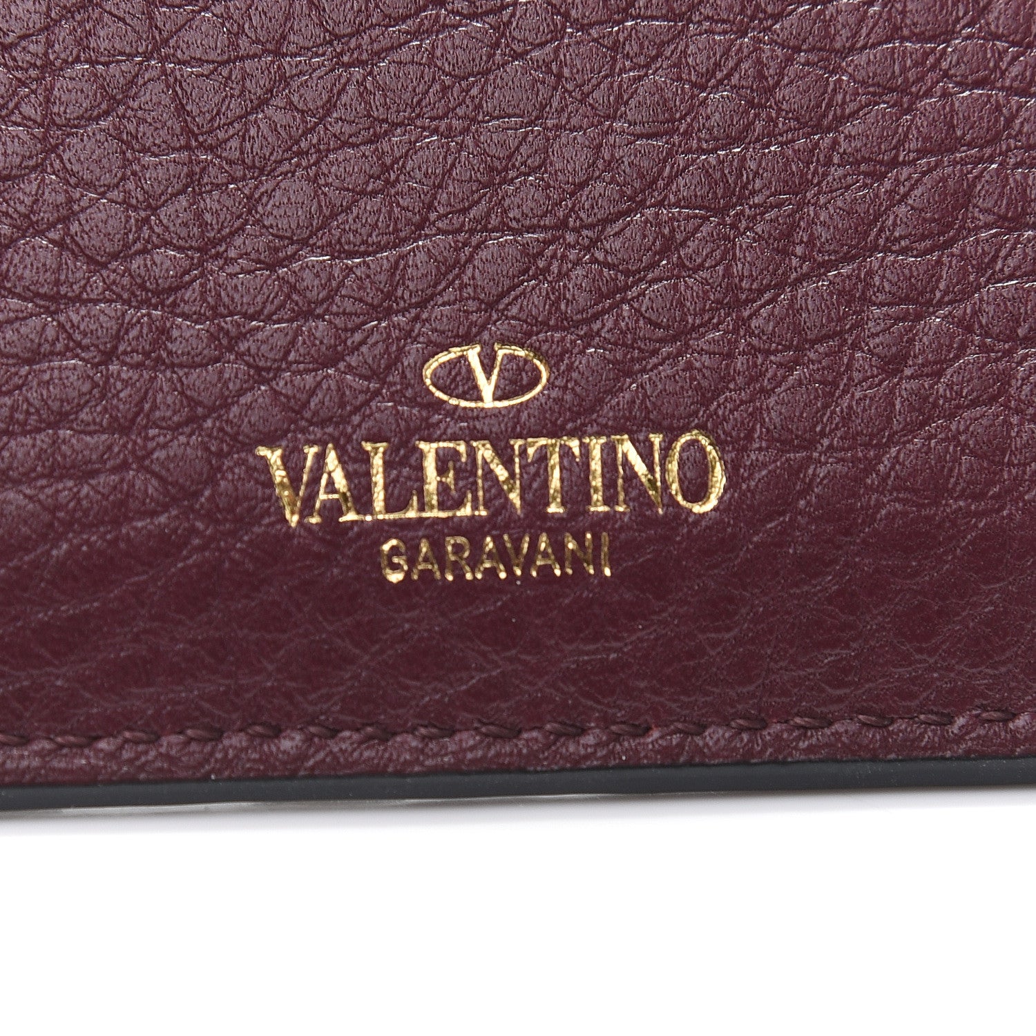 Valentino Garavani Pebbled Calfskin Rockstud Card Holder Cerise 6 of 7