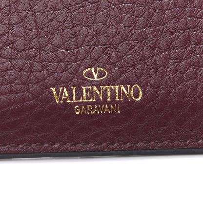 Valentino Garavani Pebbled Calfskin Rockstud Card Holder Cerise 6 of 7