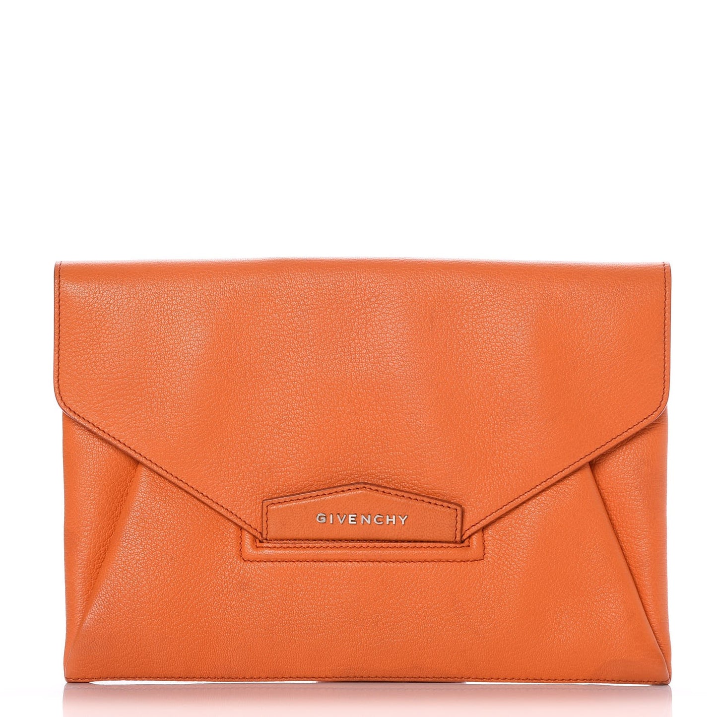 Sugar Goatskin Medium Antigona Envelope Clutch Orange