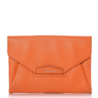 Givenchy Sugar Goatskin Medium Antigona Envelope Clutch Orange 1 of 9