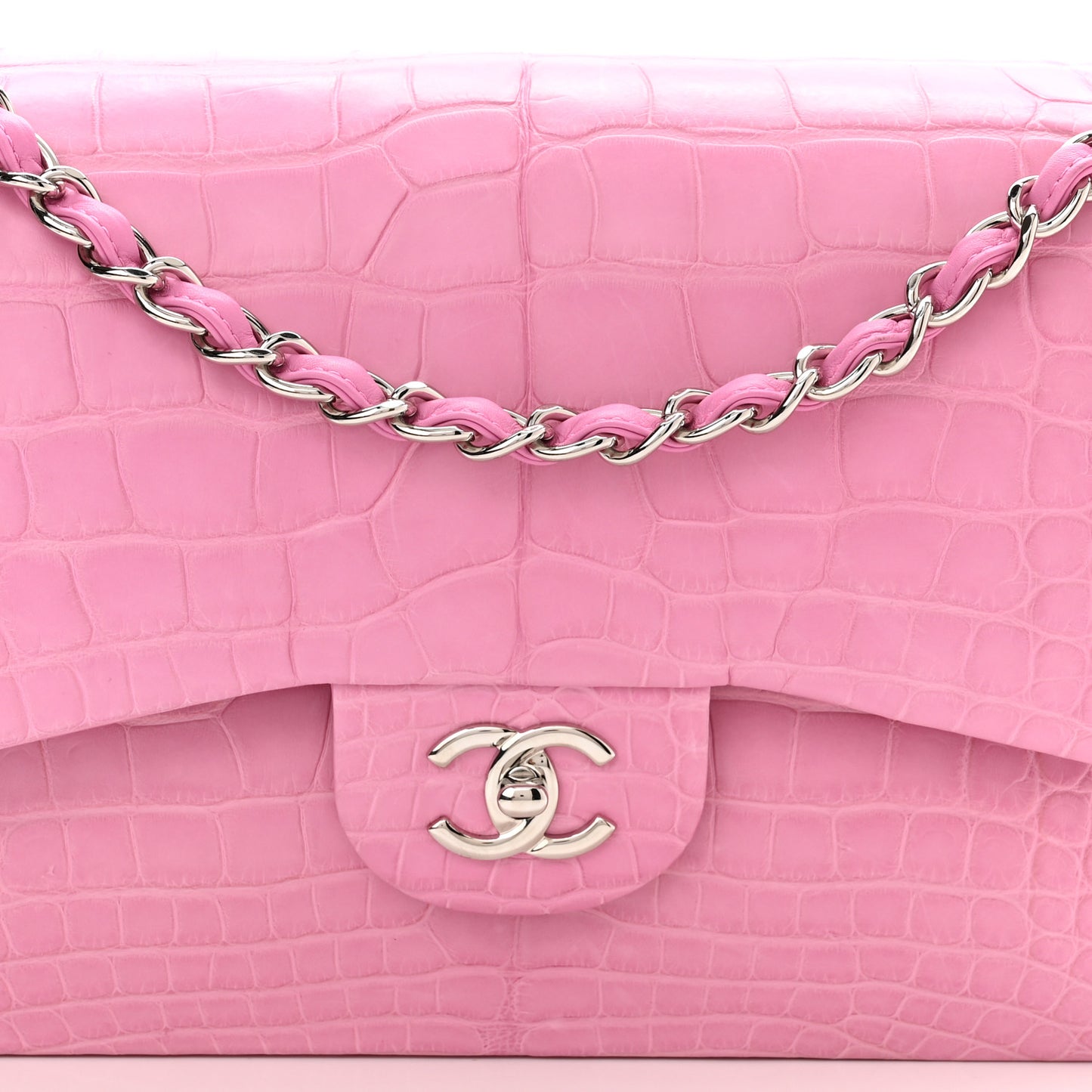 Alligator Jumbo Double Flap Pink