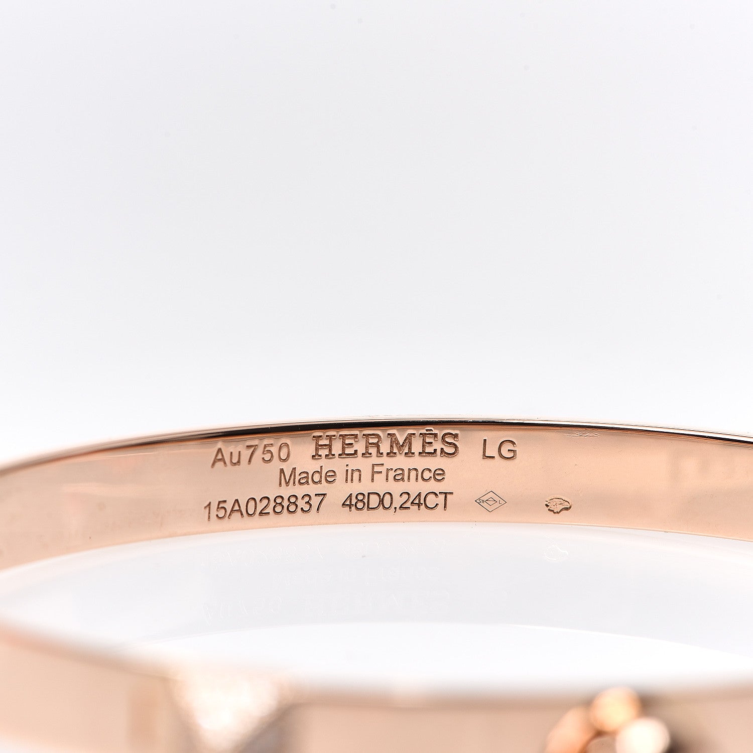 Hermes 18K Rose Gold Diamond PM Collier De Chien Bracelet LG 3 of 3