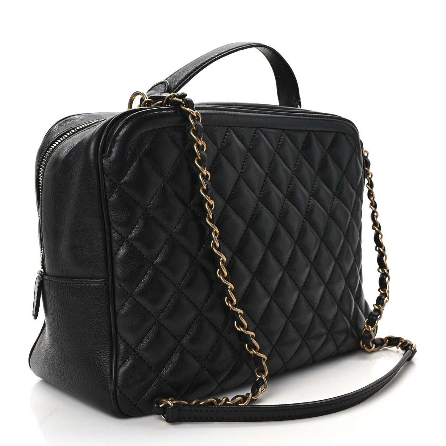 Calfskin Quilted CC Medium Vanity Case Black
