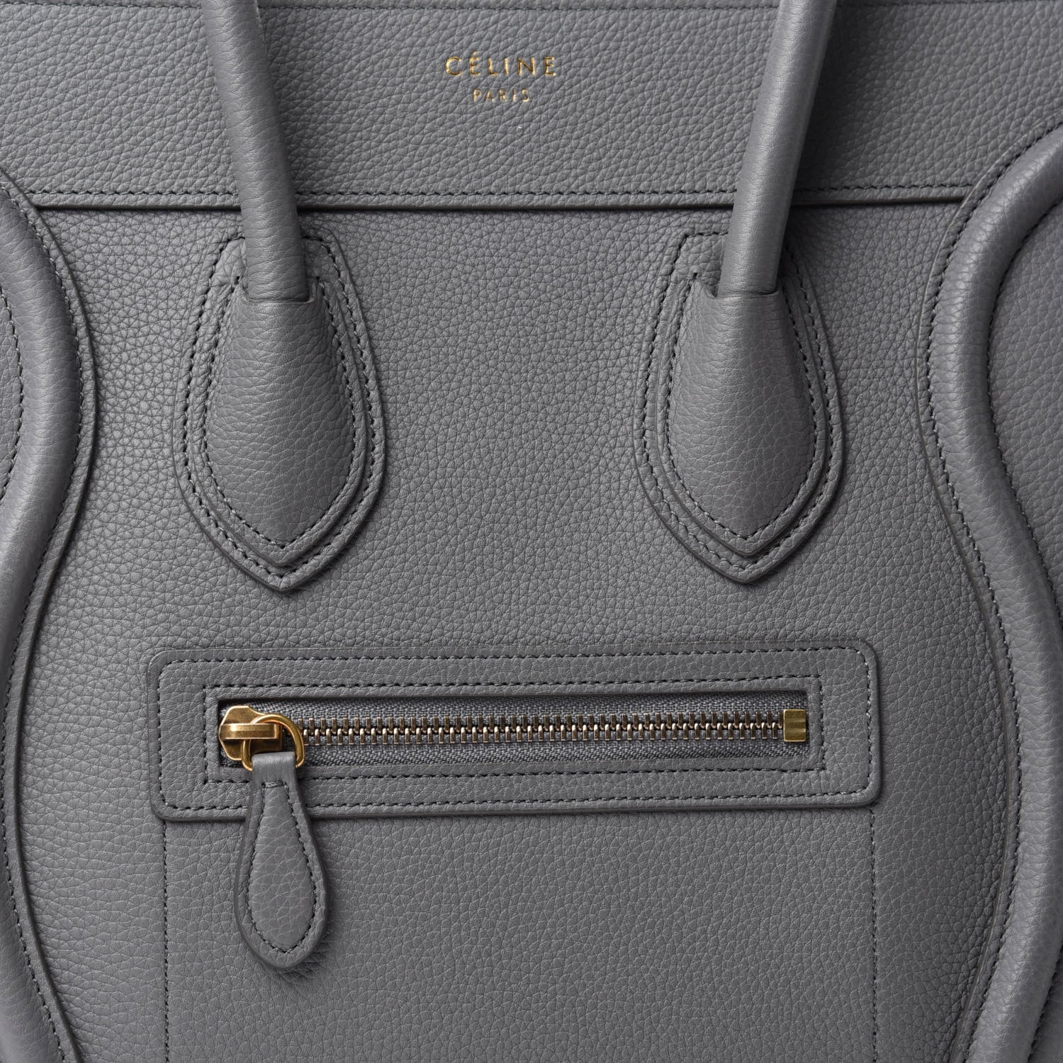 Celine Drummed Calfskin Micro Luggage Kohl 10 of 10