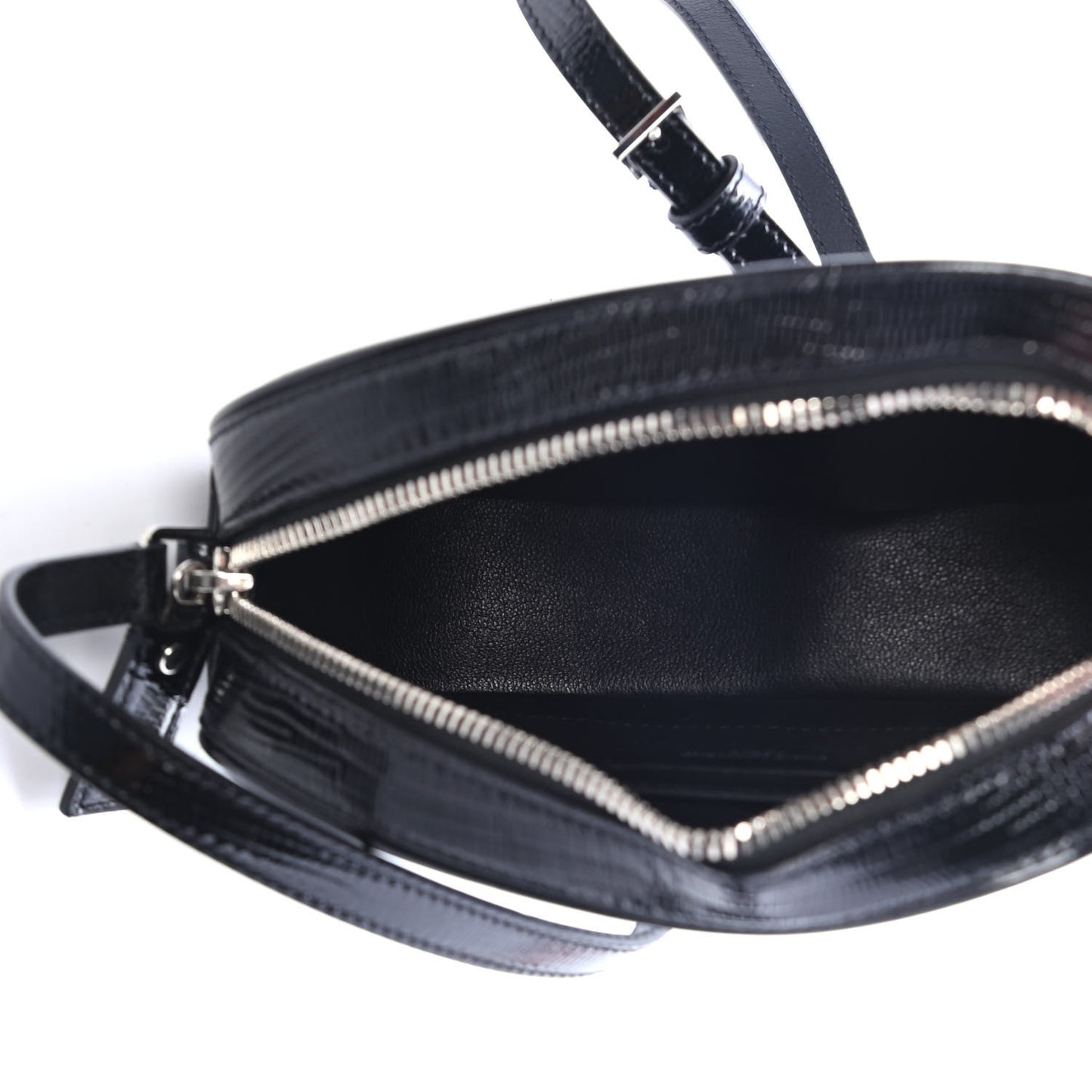 Calfskin Lizard Embossed Le 61 Camera Bag Black