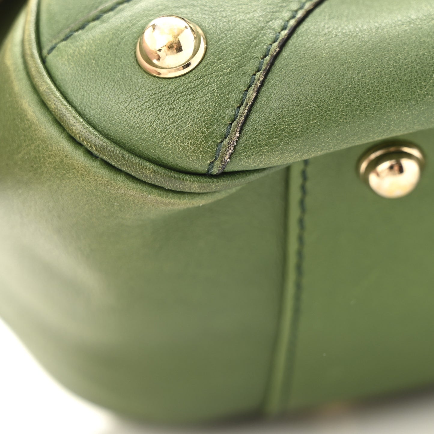 Calfskin Large Horsebit Chain Satchel Green