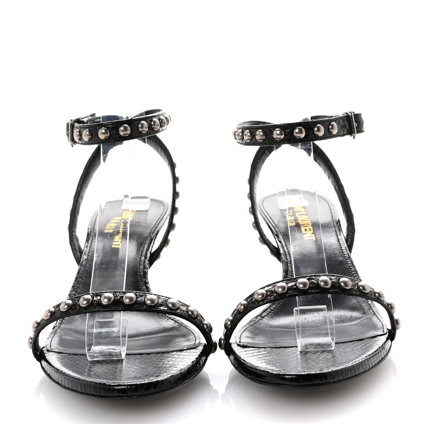 Ayers Snakeskin Pearl Embellished Kiki 55 Sandals 36.5 Black