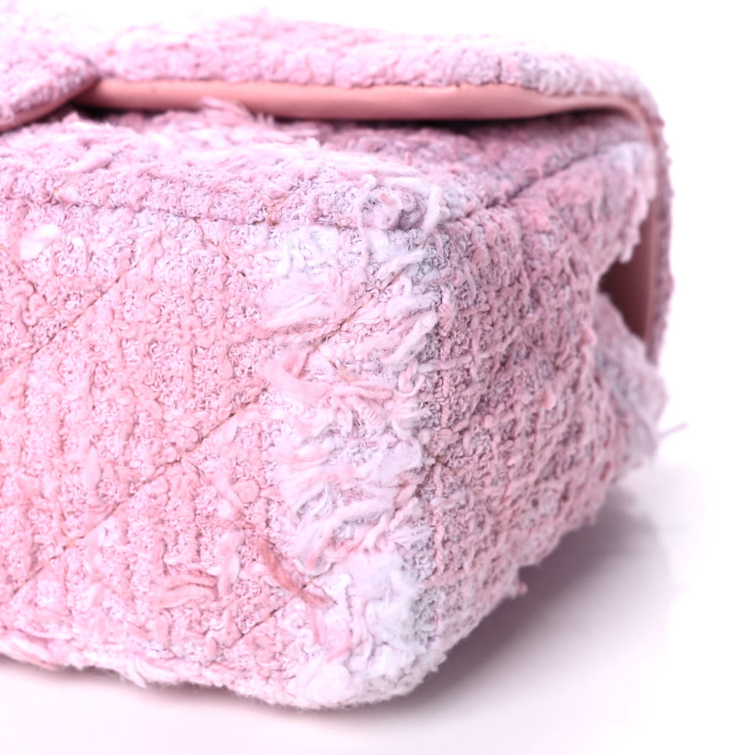 Chanel Tweed Quilted Mini Rectangular Flap Light Pink White 6 of 11