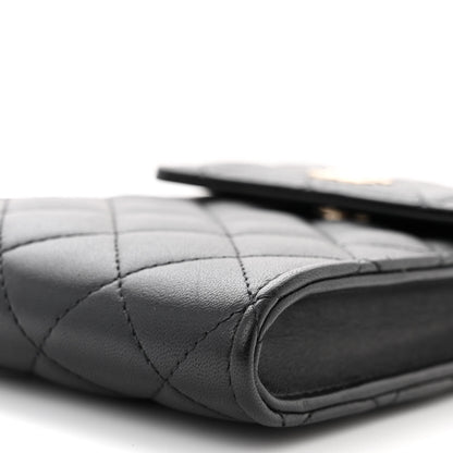 Chanel Lambskin Quilted Pearl Phone Holder With Chain Black 11 of 11