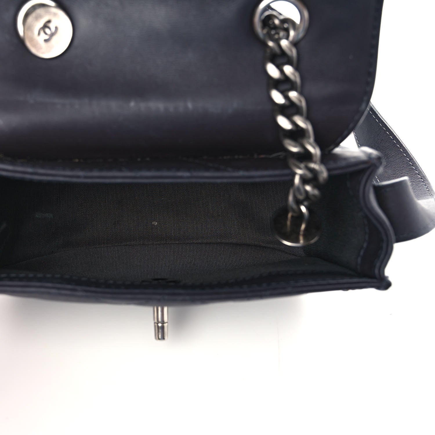 Chanel Calfskin Quilted Small Double Chained Messenger Flap Charcoal 5 of 9