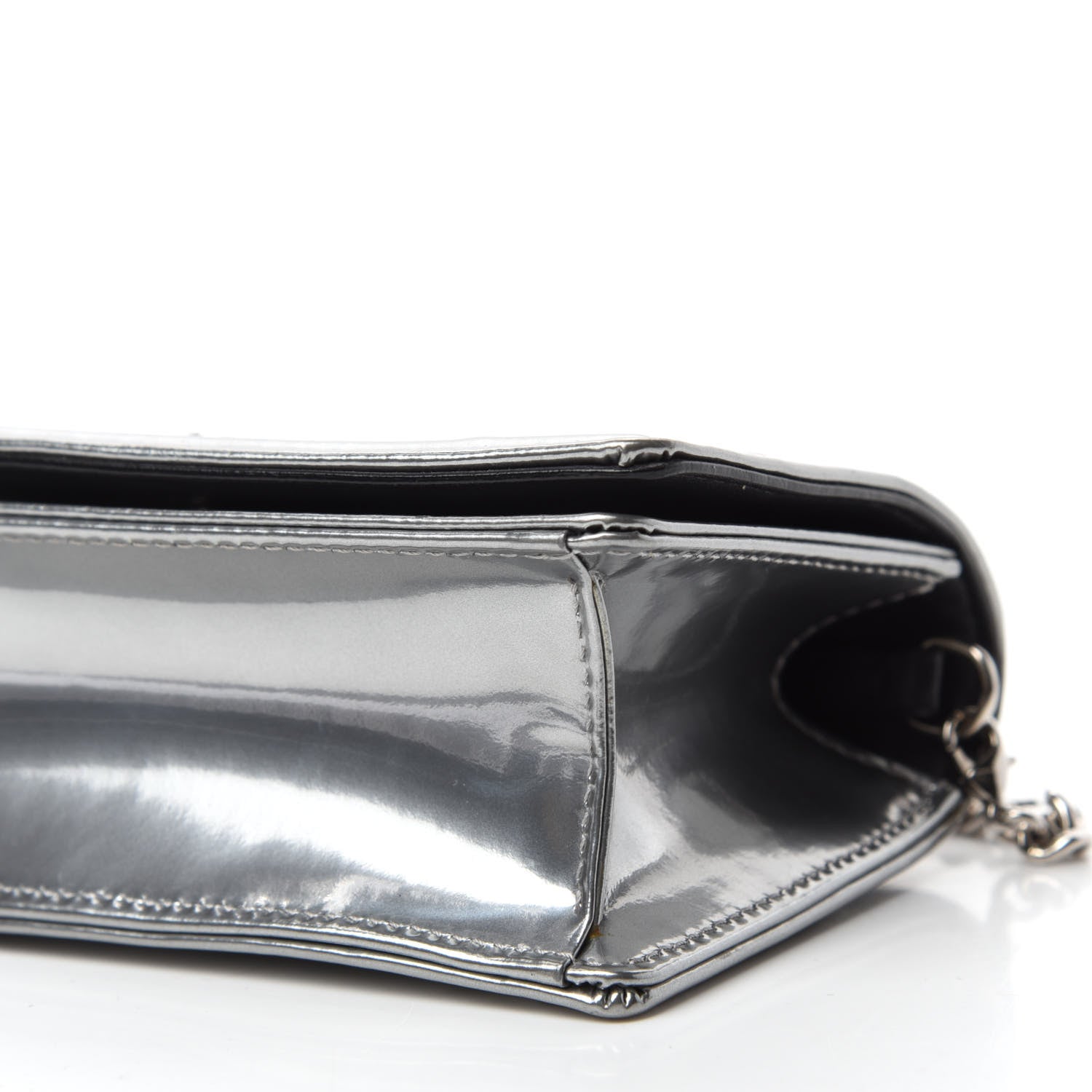 Christian Dior Metallic Patent Micro-Cannage Baby Diorama Flap Bag Silver 7 of 11