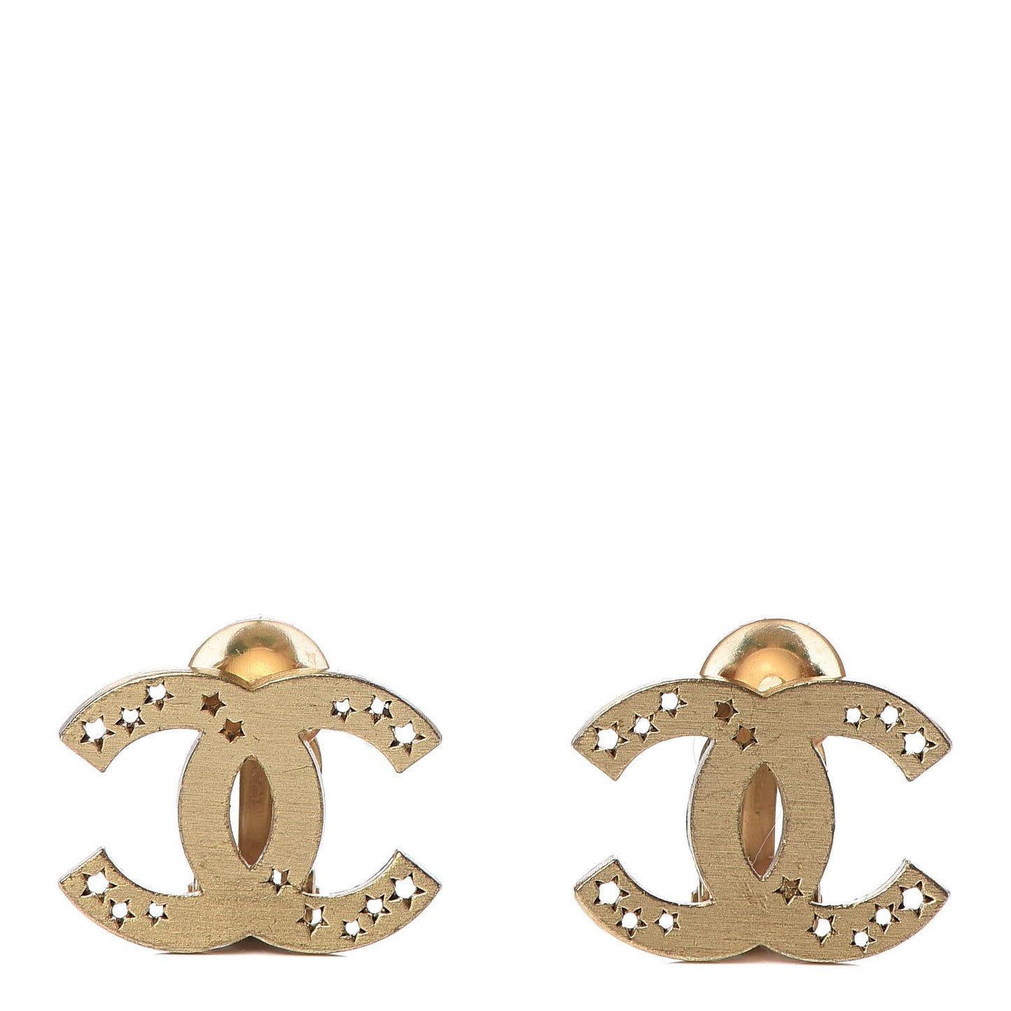 Star CC Clip On Earrings Gold