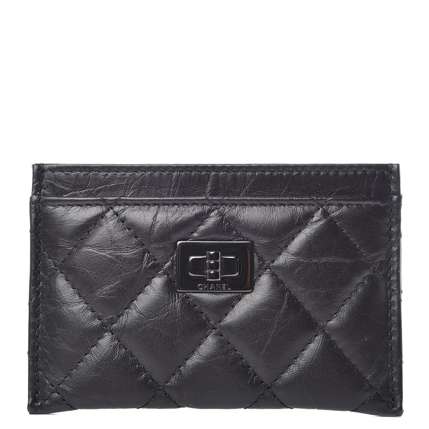 Aged Calfskin Quilted Reissue Card Holder So Black