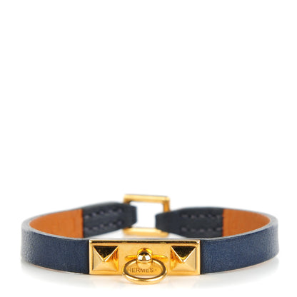 Hermes Veau Swift Micro Rivale Bracelet S Bleu Saphir 1 of 6