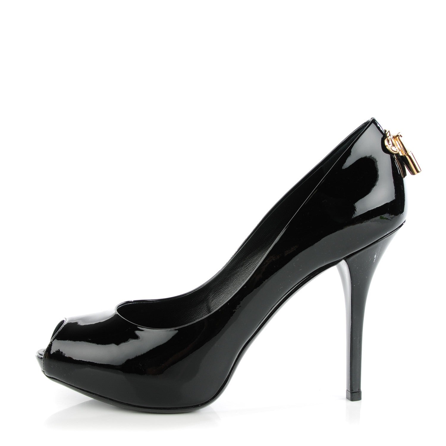 Louis Vuitton Patent Calfskin Oh Really Peep Toe Pumps 40 Black 1 of 9
