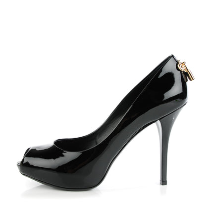 Louis Vuitton Patent Calfskin Oh Really Peep Toe Pumps 40 Black 1 of 9