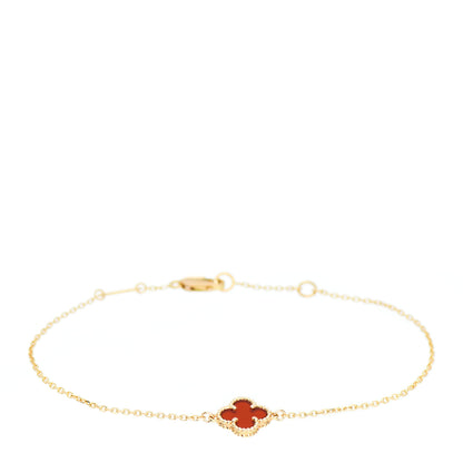 Van Cleef & Arpels 18K Rose Gold Carnelian Sweet Alhambra Bracelet 1 of 4