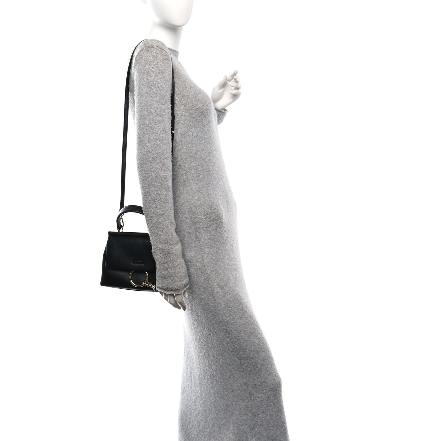Lambskin Small Faye Top Handle Bag Black