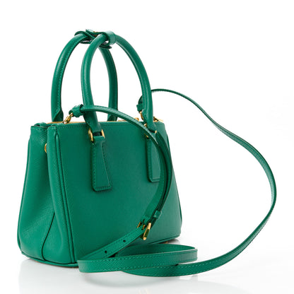 Prada Saffiano Mini Galleria Double Zip Tote Biliardo 3 of 13