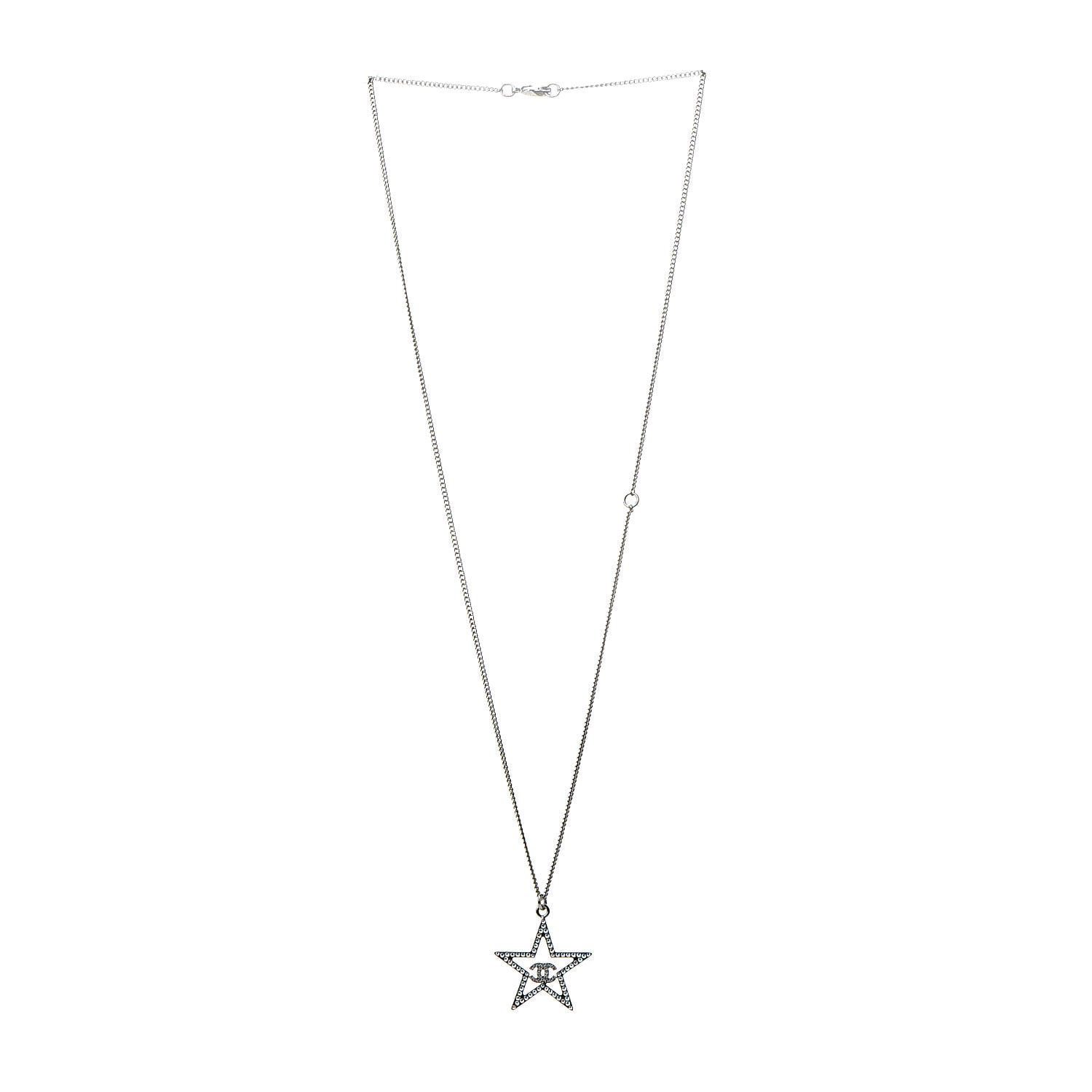 Chanel Ruthenium Crystal Star CC Necklace Iridescent Pink 3 of 5