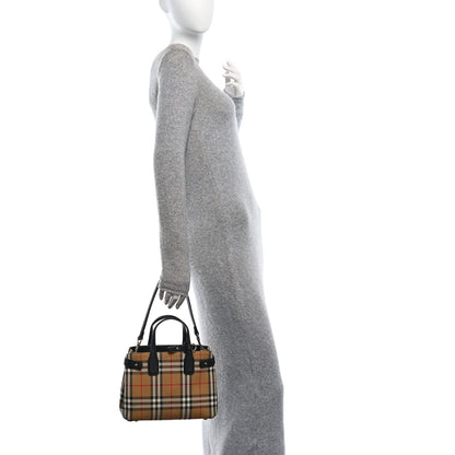 Burberry Goatskin Vintage Check Small Banner Tote Black 2 of 10