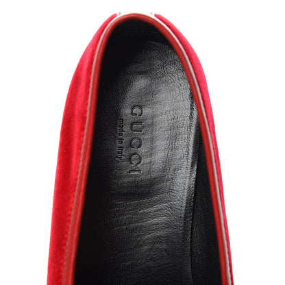 Gucci Velvet Horsebit Womens Jordaan Loafers 38.5 Hibiscus Red 7 of 9