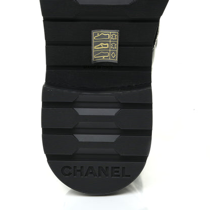 Chanel Shiny Calfskin Quilted Lace Up Combat Boots 38 Black 9 of 13