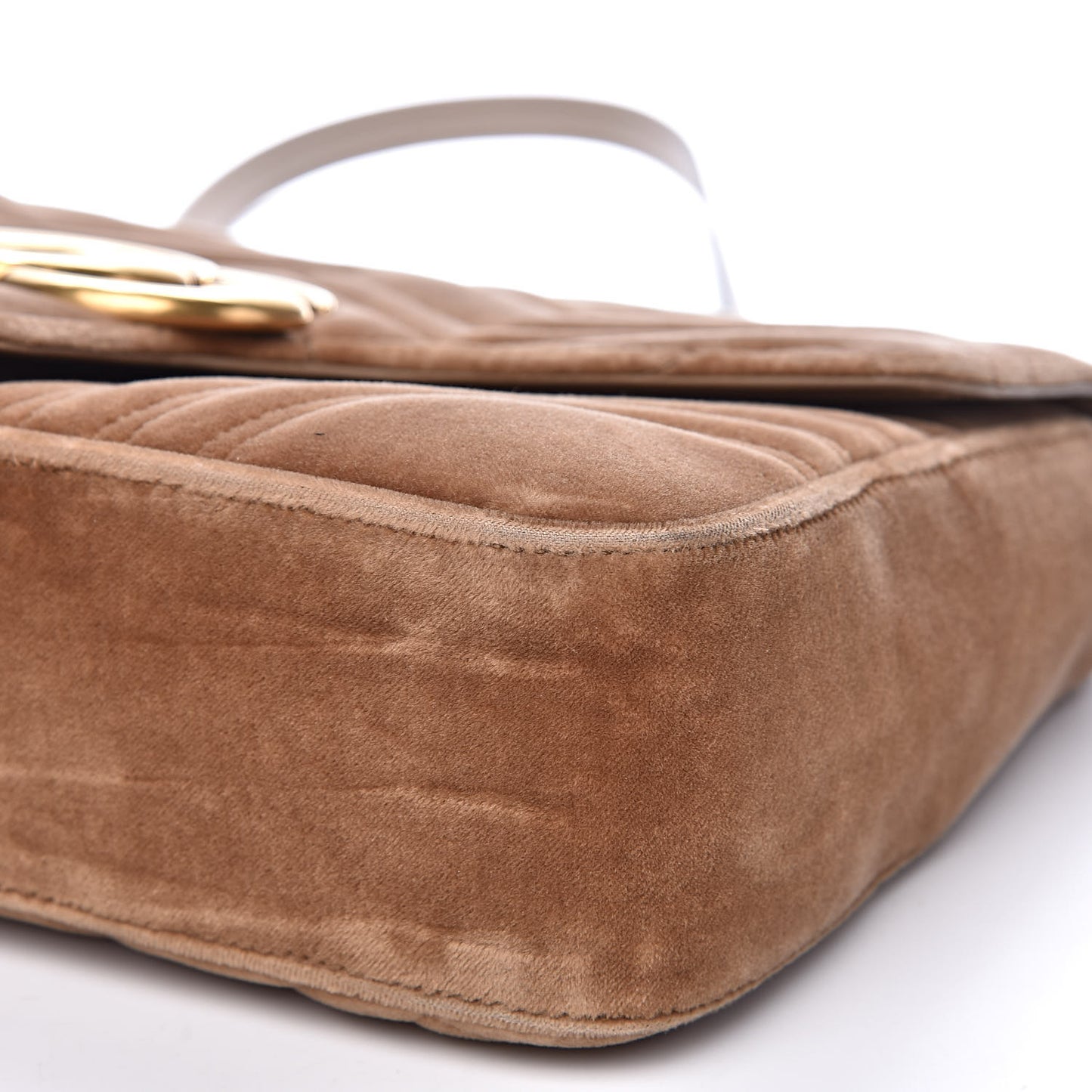 Velvet Matelasse Medium GG Marmont Shoulder Bag Taupe