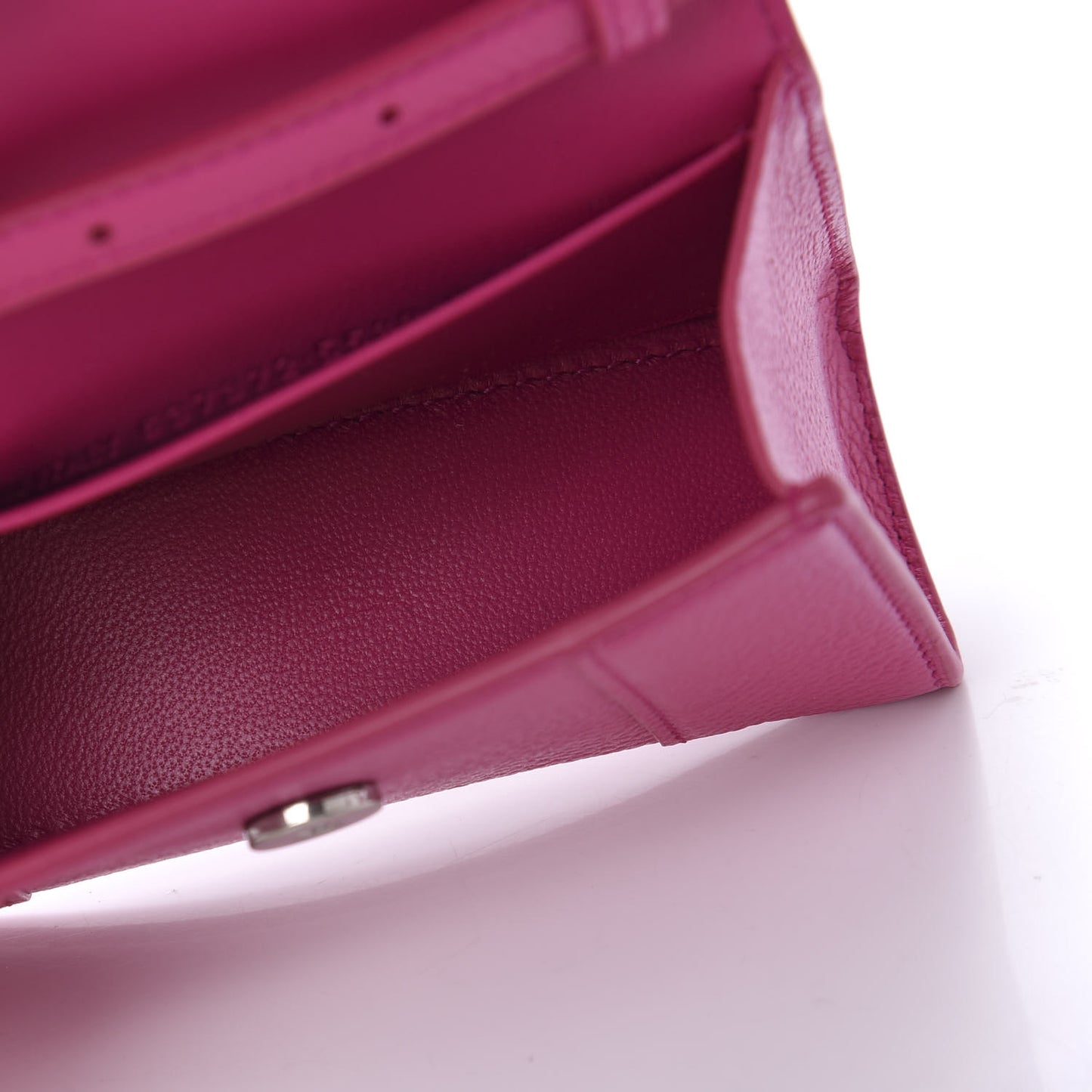 Grained Calfskin Tonal B Hourglass Top Handle Bag Mini Fuchsia