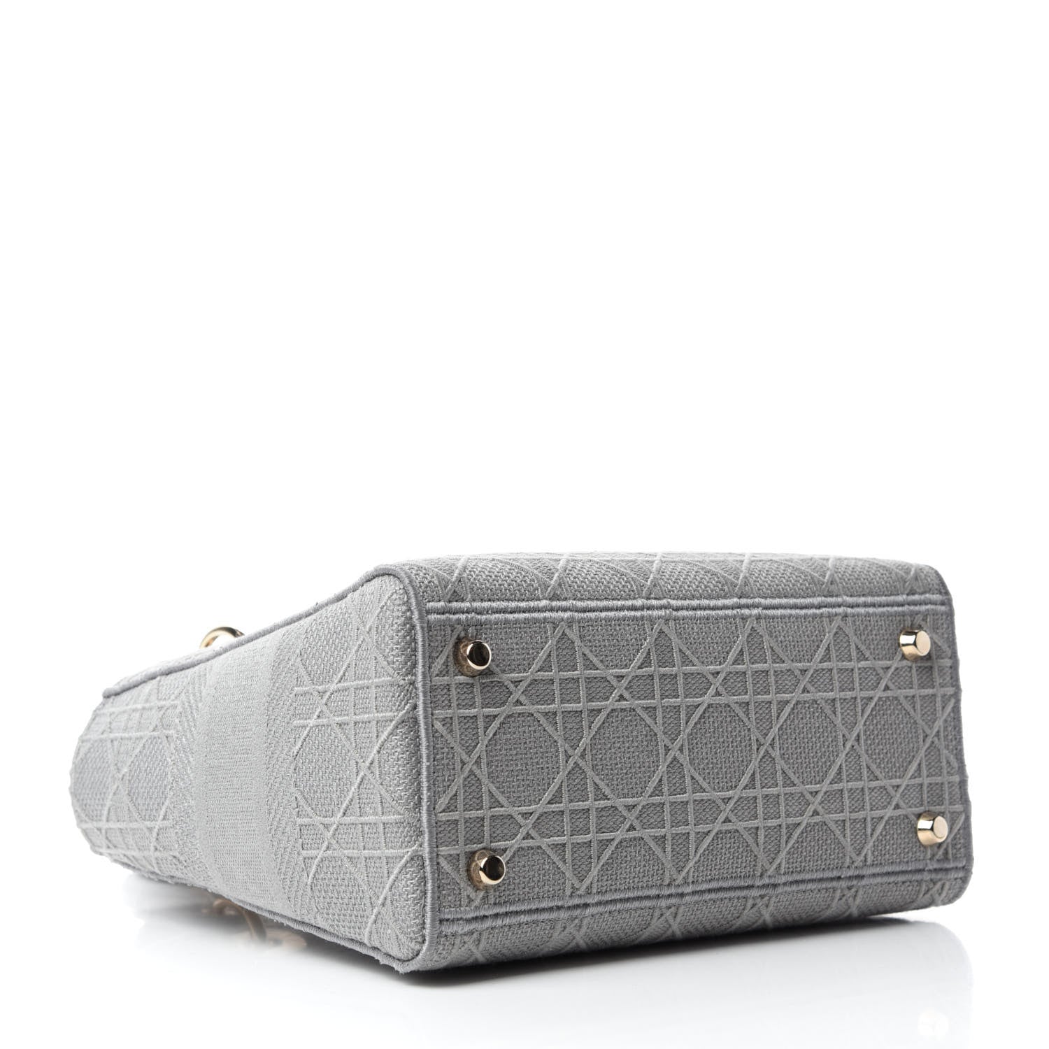 Christian Dior Canvas Embroidered Cannage Medium Lady D-Lite Gray 4 of 9