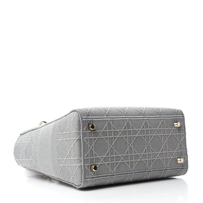Christian Dior Canvas Embroidered Cannage Medium Lady D-Lite Gray 4 of 9
