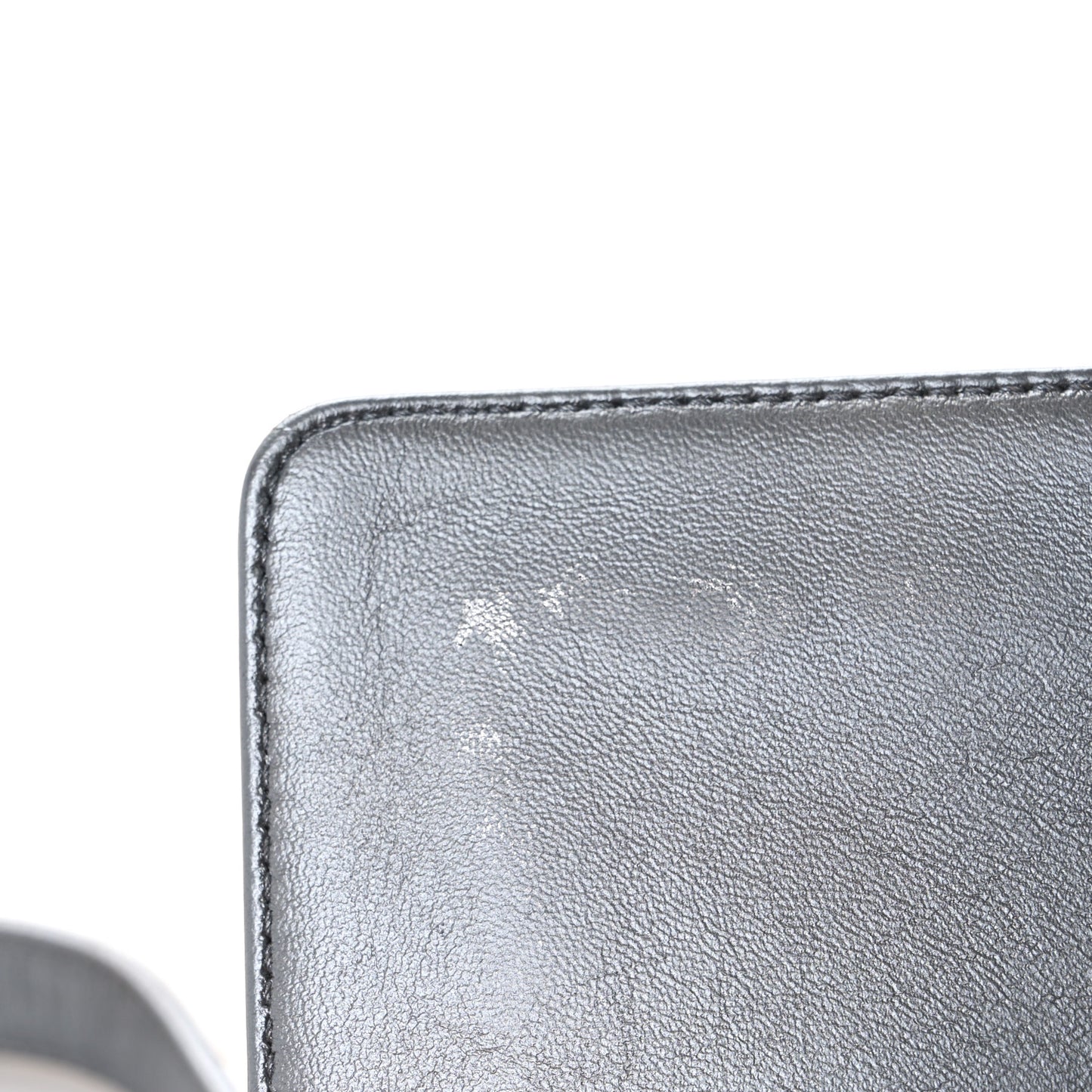 Metallic Patent Calfskin Quilted Medium Boy Flap Silver