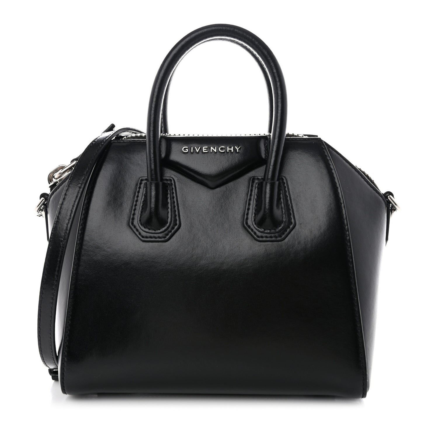 Shiny Lord Calfskin Mini Antigona Black