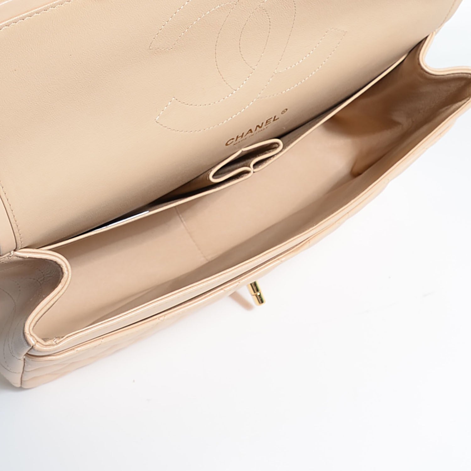 Chanel Lambskin Quilted Jumbo Double Flap Beige Clair 5 of 9