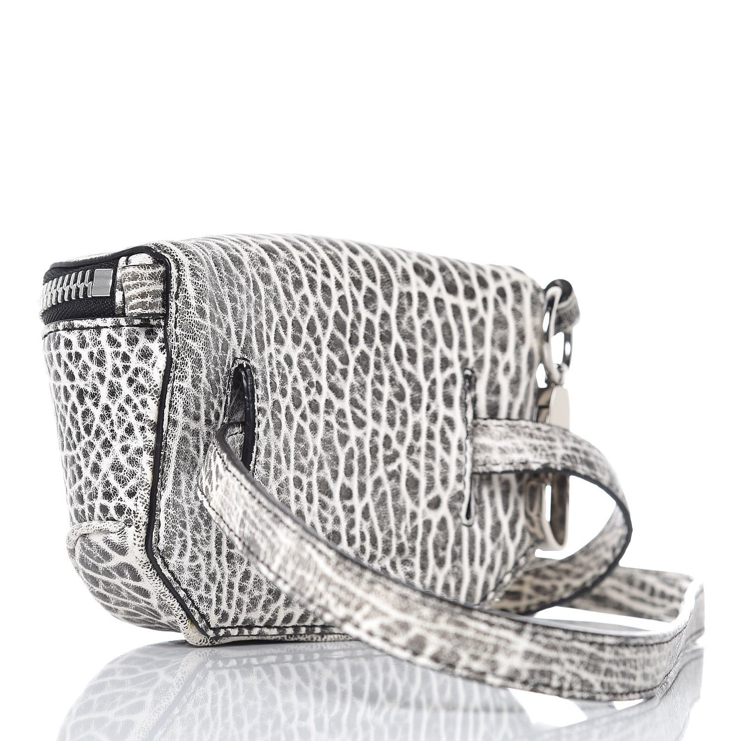 Pebbled Lambskin Dumbo Fanny Pack Black White