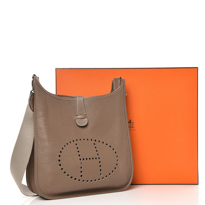 Hermes Taurillon Clemence Evelyne GM Etoupe 8 of 8
